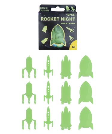 D.A.Y. Republic 3D Glow in the Dark Rockets Florescent Wall Decals Decor Stickers Sensory Nursery Baby Kids Children Bedroom Decoration (12 Rockets) 24 Rockets