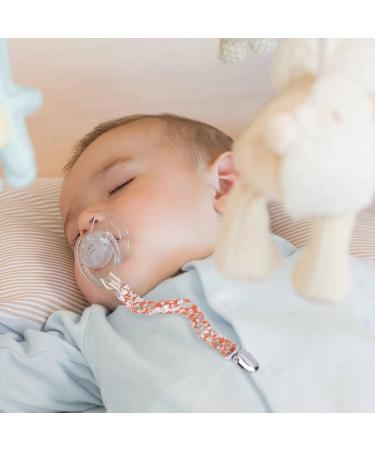 Pacifier Clips Baby Girl Binky Holder Set - 4 Cotton & Linen Teething Clips in Multicolor - Buy Online on GoSupps.com