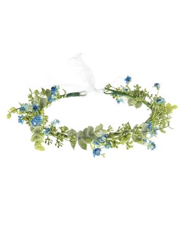 DreamLily White Baby s Breath Flower Crown Eucalyptus Crown Bride Bridesmaid Headpiece Boho Hair Wreath DFS18 (eucalyptus Blue)