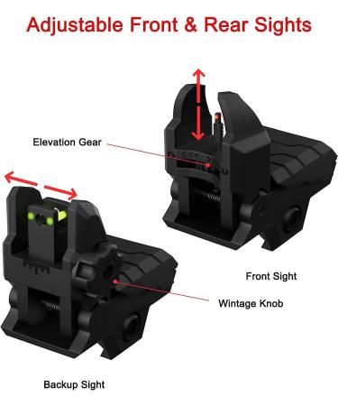 RTMGOB Flip Up Fiber Optic Red Green Dot Sights - Adjustable Front and Backup Sights Set (Black) - Buy Online on GoSupps.com