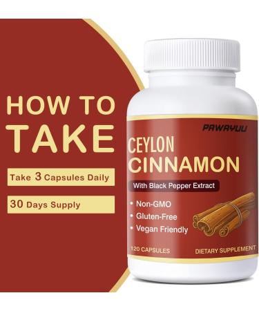 PAWAYUU Ceylon Cinnamon Supplement 1000mg Ceylon Cinnamon with Bitter Melon & Black Pepper Supports Metabolic Health Non-GMO Vegan 120 Capsules - Buy Online on GoSupps.com