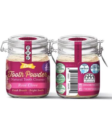 THE DIRT Tooth Powder | Natural Fluoride-Free Vegan Toothpaste Alternative with Essential Oils & Bentonite Clay (Rose Clove 51g) - 6 Month Supply - Shop Internationally - Buy Online on GoSupps.com