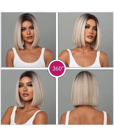 Esmee Ombre Brown to Blonde Synthetic Bob Wig - 14 Inch, Shoulder Length for Women - Ideal for Daily Wear, Parties & Cosplay - Buy Online on GoSupps.com