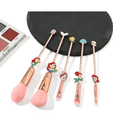 Coshine Mermaid Princess Makeup Brushes - 5pcs Pink Polly Anime Metal Brush Set - Buy Online on GoSupps.com