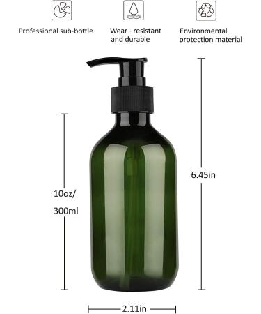 YEBeauty 10oz Pump Bottle Dispenser 2-Pack - Refillable Soap Shampoo Dispenser for Kitchen & Bathroom - Green 300ml - Buy Online on GoSupps.com