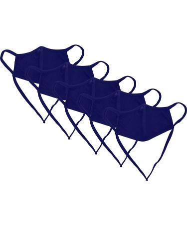 KUNSTIFY Elastic fabric masks 5 pieces adjustable with elastic bands black washable dark blue
