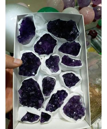 14 Uruguay Natural Amethyst Quartz Original Raw Stones and Minerals Natural Luster - Buy Online on GoSupps.com