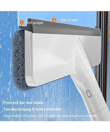 Squeegee For Window Cleaning with Spray and 3 Pads 2024 New Double Sided Spray Retractable Window Glass Cleani Cleaner Spray White 30cm panel - Buy Online on GoSupps.com