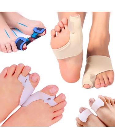 SPONP Bunion Corrector Sleeve Set (7 pack) Contain Sock with Soft Gel Cushion x 2 Bunion Pad x 4 Toe Strap x 1 Relief Kit (Bunion Sleeve Set)