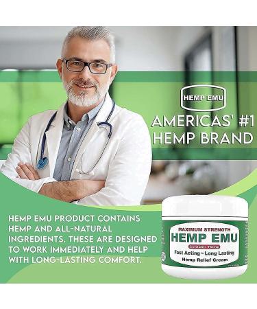 Hemp Emu Cream - Organic Hemp Oil Muscle Rub for Joint & Back Discomfort Relief - Premium Menthol & Eucalyptus - 4oz - Made in USA - Buy Online on GoSupps.com