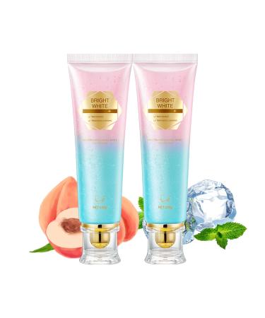 2Pack Niacinamide Whitening Toothpaste Niacinamide Toothpaste Intensive with Natural Gentle Care Deep Stain Removal for Yellow Teeth Peach Flavor Improves Gum Health Fresh Breath