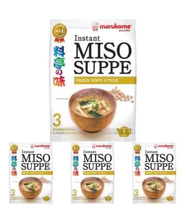 Marukome Instant Miso soup (from Japan with fried tofu MSG free fast preparation) 1 x 57 g (pack with 4) fried tofu 57 g (4 Pack)