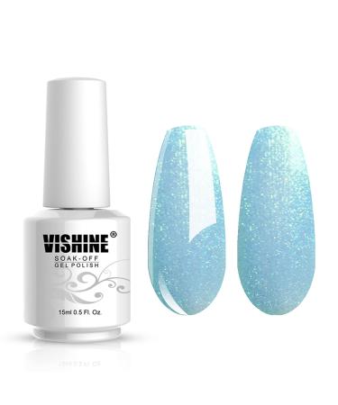 Vishine Nail Salon UV Manicure Polish Soak Off Gel Polish Nail Art Pearl Lightcyan(670) #670