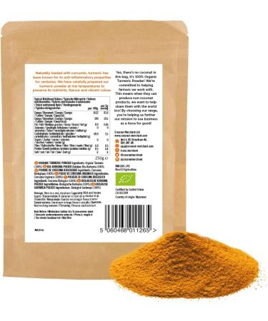 Organic Coconut Merchant Turmeric Powder 250g | Non-GMO & Vegan | 100% Natural | Gluten-Free | For Curries, Soups, Smoothies | Ethically Sourced (Pack of 1) - Buy Online on GoSupps.com