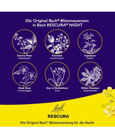 Original Bach RESCUE NIGHT Spray - Alcohol-Free Flower Remedy with White Chestnut 20ml - International Shipping Available - Buy Online on GoSupps.com