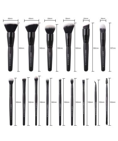 ZOREYA 15Pcs Premium Synthetic Makeup Brush Set for Foundation, Concealers, Powder, Blush - Black - Buy Online on GoSupps.com