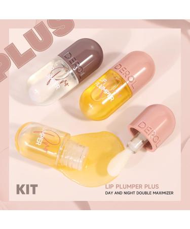 2 PCs Lip Plumper Set - Natural Makeup Lip Gloss & Serum for Fuller Hydrated Lips | Derol Lip Plumper - Buy Online on GoSupps.com