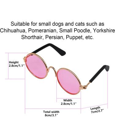 Cat Retro Sunglasses Metal Circular Glasses Props Accessories Cosplay Glasses for Cat & Puppy Dog Rabbit(1 Pack) (Pink) - Buy Online on GoSupps.com