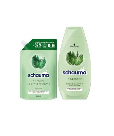 Schauma Schauma Set of 7 herbal shampoo refills (1 x 800 ml) for normal to oily hair and (1 x 400 ml) - Provides a light freshness to the hair structure