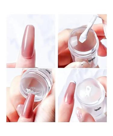 Ignire French Tip Nail Stamp 2 Pc Nail Art Stamper Kit Clear Silicone Nail Stamping Jelly Stamper For Long & Short Nails with Scraper Nail Stamper Kit for French Manicure Home DIY Nail Salon