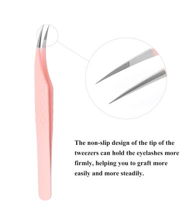 Buy Independent Pink Stainless Steel Curved Tweezers for Eyelash Extensions - Professional Striped Dolphin Form LW-HT | International Shipping Available - Buy Online on GoSupps.com