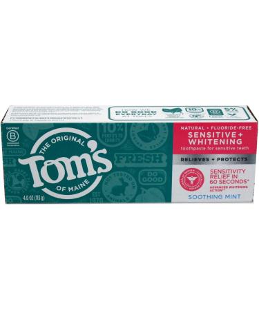 Tom's of Maine Sensitive + Whitening Fluoride-Free Toothpaste - 4oz (Pack of 1) | Gentle & Effective Oral Care - Buy Online on GoSupps.com