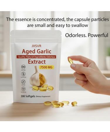 Aged Garlic Extract 300 Softgels 7500mg Odorless | Heart & Immune Antioxidant Supplements Vegetarian All-Natural Non-GMO (1) - Buy Online on GoSupps.com
