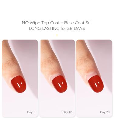 BURANO No Wipe Gel Base Top Coat Set - Shine and Long Lasting Finish for Nail Gel Polish - Soak Off LED Gel for Home DIY and Salon - Buy Online on GoSupps.com