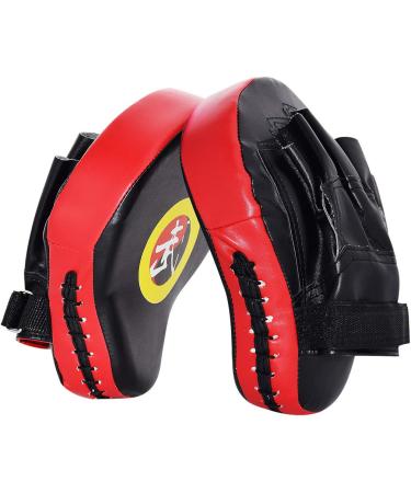 TLBTEK 2PCS Curved Punching Mitts Boxing Pads Hand Target Boxing Pads Gloves Training Focus Pads Kickboxing Muay Thai MMA Martial Art UFC Punch Mitts for Kids,Men & Women Red