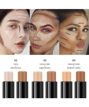 PICKX Highlighter Stick Contouring Stick Concealer Contour Dual 2-in-1 Makeup Concealer Contour Cream Set Lasting Contouring Makeup Set (3PC) - Buy Online on GoSupps.com