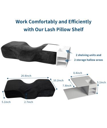 Professional White Eyelash Extension Memory Foam Pillow with Organizer Stand - Grafting Pillow with Velvet Pillowcase - Buy Online on GoSupps.com