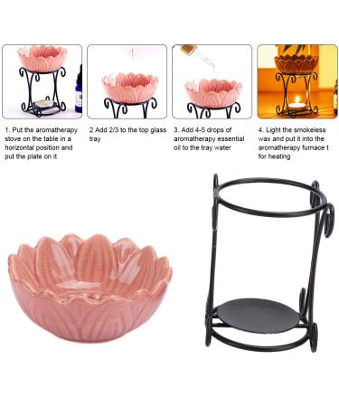 Ceramic Candle Oil Burner - Indoor Aroma Furnace for Essential Oil & Incense (Pink) | Best Aromatherapy Accessory - Buy Online on GoSupps.com
