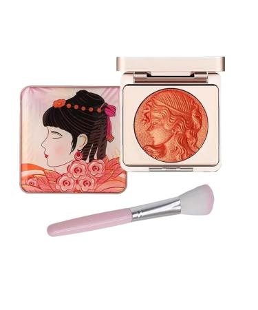 Embossed Smooth Powder Blush Palette for Cheeks Matte Face Powder Blush Palette Embossed Girl Blush for Cheeks Natural Makeup Makeup Blush (Orange)