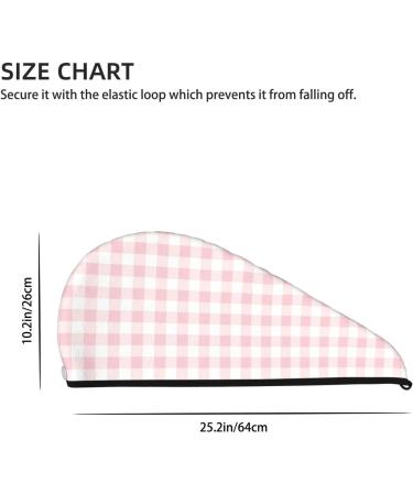 Quick-Dry Pink Checkboard Hair Towel Wrap | Soft Hair Drying Towel Turban with Button for Effortless Hair Care - Buy Online on GoSupps.com