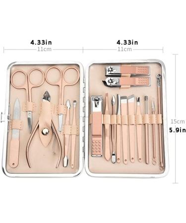 Nail Clippers Set Stainless Steel Nail Clippers 18 in 1 Set Nails Set Manicure Tool Set Rose Gold Suitable for Family Outdoor Travel Best Gift Pink - Buy Online on GoSupps.com