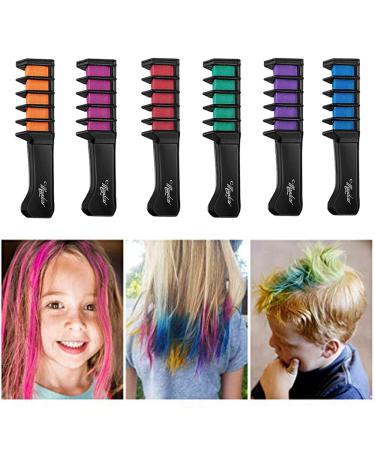 Maydear Hair Chalk For Girls Washable Bright Mini Hair Chalk Combs Temporary Hair Color, for Festival Party Cosplay Dress up Halloween, Christmas New Years Birthday for Girls - 6 Color
