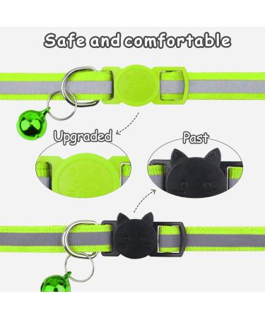 Taglory Reflective Cat Collar with Safety Clasp & Bell - 2-Pack Adjustable Collars (15-20cm) for Cats & Kittens - Green - Buy Online on GoSupps.com