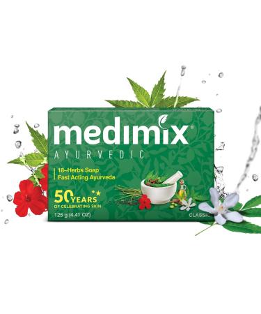 Herbal Handmade Ayurvedic 18 Herb Soap for Healthy Clear Skin - 125g | Organic Natural Skincare - Buy Online on GoSupps.com