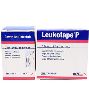 Leukotape P 1.5-Inch x 15-Yds & Cover-roll Stretch 2-Inch x 10-Yds Combo Pack (One Roll Each) 2 Piece Set - Buy Online on GoSupps.com