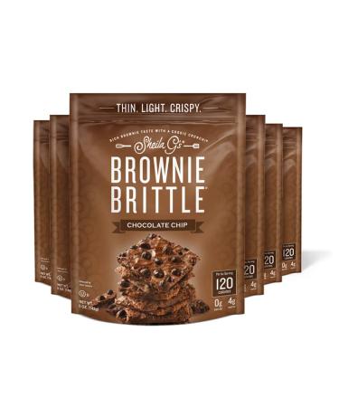Sheila G's Brownie Brittle Low Calorie, Sweets & Treats Dessert, Healthy Chocolate, Thin Sweet Crispy Snack - Rich Brownie Taste with a Cookie Crunch - Original Chocolate Chip, 5 oz., Pack of 6
