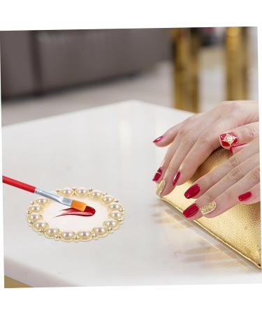 minkissy Gel Nail Polish Mixing Plate Crystal Resin Nail Art Palette With Gold Plated Edge Marbled Appearance Essential Nail Art Tools White - Buy Online on GoSupps.com