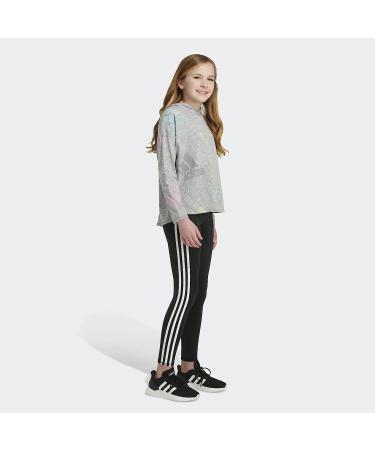 adidas Girls' Long Sleeve Hooded Heather Graphic Tee - Medium Grey Heather/Multicolor - Buy Online on GoSupps.com