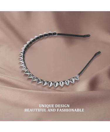 Fuhoghto Silver Metal Stud Rivet Spike Headband Hair Head Band Aliceband Punk Girl - Buy Online on GoSupps.com