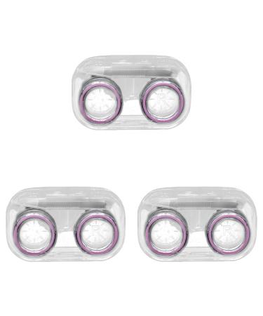 Container with Sealing Ring Portable Tweezers Transparent Glasses Holder Box for Office Pink 3 Pack