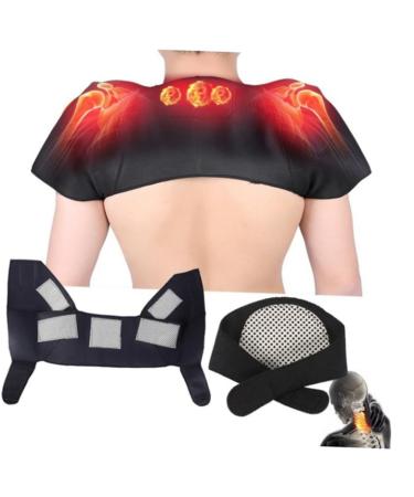 FRCOLOR 1pcs Strap Rotator Cuff Brace Shoulder and Back Heating Pad Walking Stick Tips Metal Heating Pad for Shoulder Blue Badge Holder Shoulder Heat Support Belt Breathable M Black