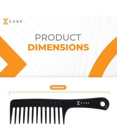 Kobe Professional Carbon Fibre Wide Tooth Comb - Shatter-Proof Anti-Static Hair Care Tool for Barbers and Salon Use - 24cm - Buy Online on GoSupps.com