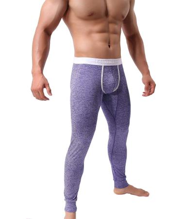 KAMUON Mens Low Rise Pouch Underwear Pants Long Johns Thermal Bottoms Leggings Large 3 Pack - Black/Blue/Purple - Set of 3 - Buy Online on GoSupps.com