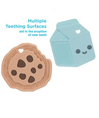 Nuby All Silicone Chocolate Chip Cookie & Milk Carton Teether 2 Pack for Babies 3+ Months - 2PK - Buy Online on GoSupps.com