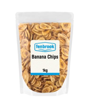 Banana Chips 1kg by Fenbrook Sweetened Dried Slice Crunchy Vegan (No Honey) & Non-GMO
