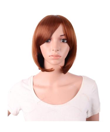 Mapofbeauty 12 inch/30 cm short bob straight side pony synthetic fiber heat resistant hair fibers parties cosplay wig (ginger orange)
